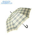 Fabricant Sport Promotion Golf Aucun Métal Long Arbre Bâton de Marche OEM Plaid Vérifier Conception Hommes Pluie Parapluie Coupe-Vent Voyage